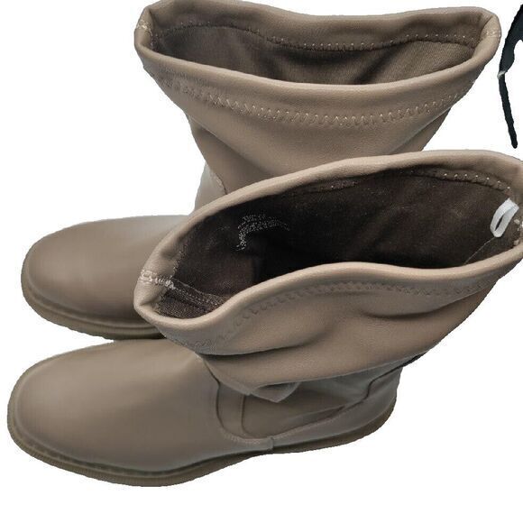 H&M Beige Women 10 Faux Leather Platform Jadon 90s Chunky Hiking Ankle Boots Y2K - Picture 3 of 6